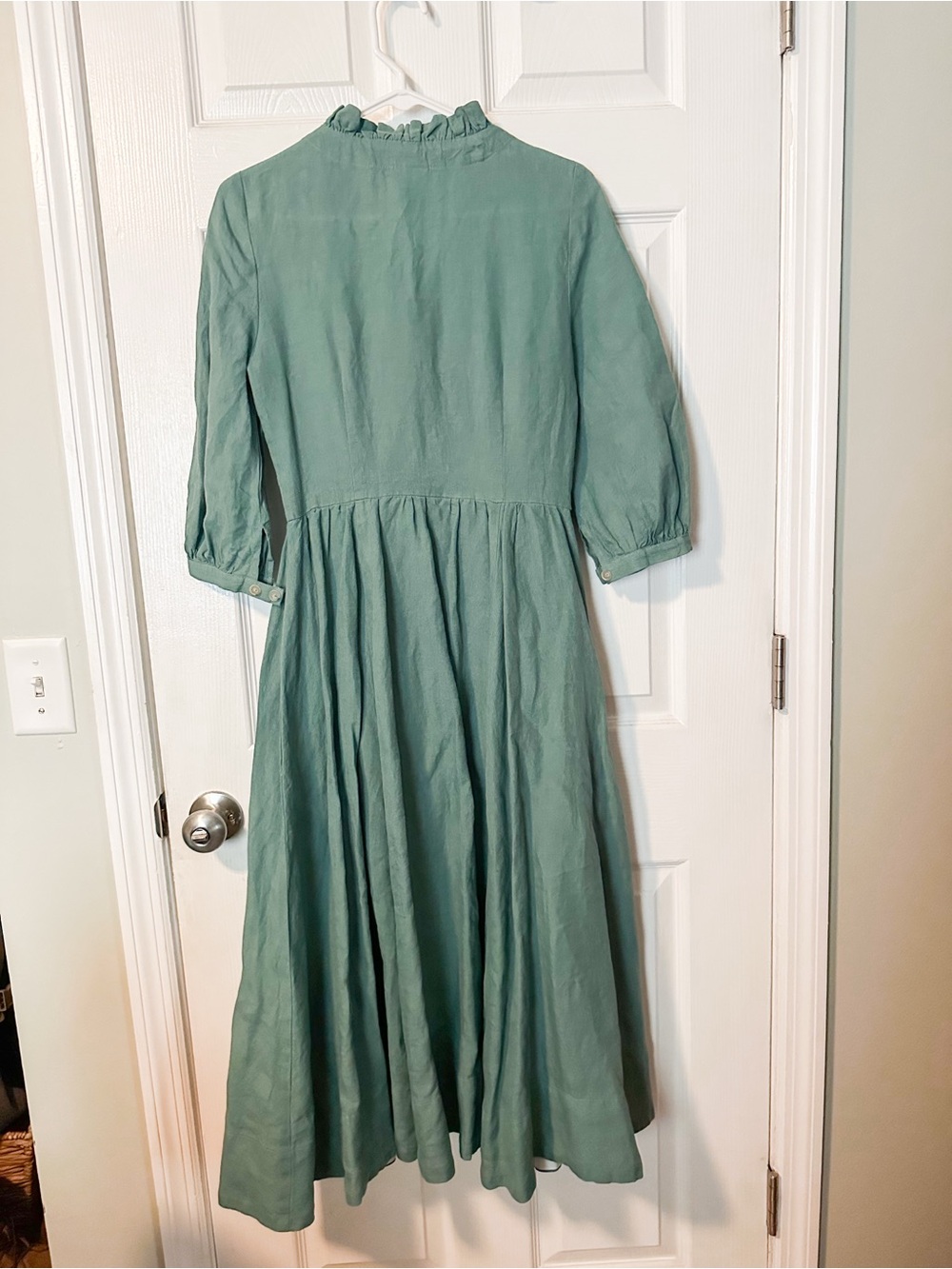 Son De Flor Teal Blue Ophelia Linen Dress XXS - Picture 4 of 7
